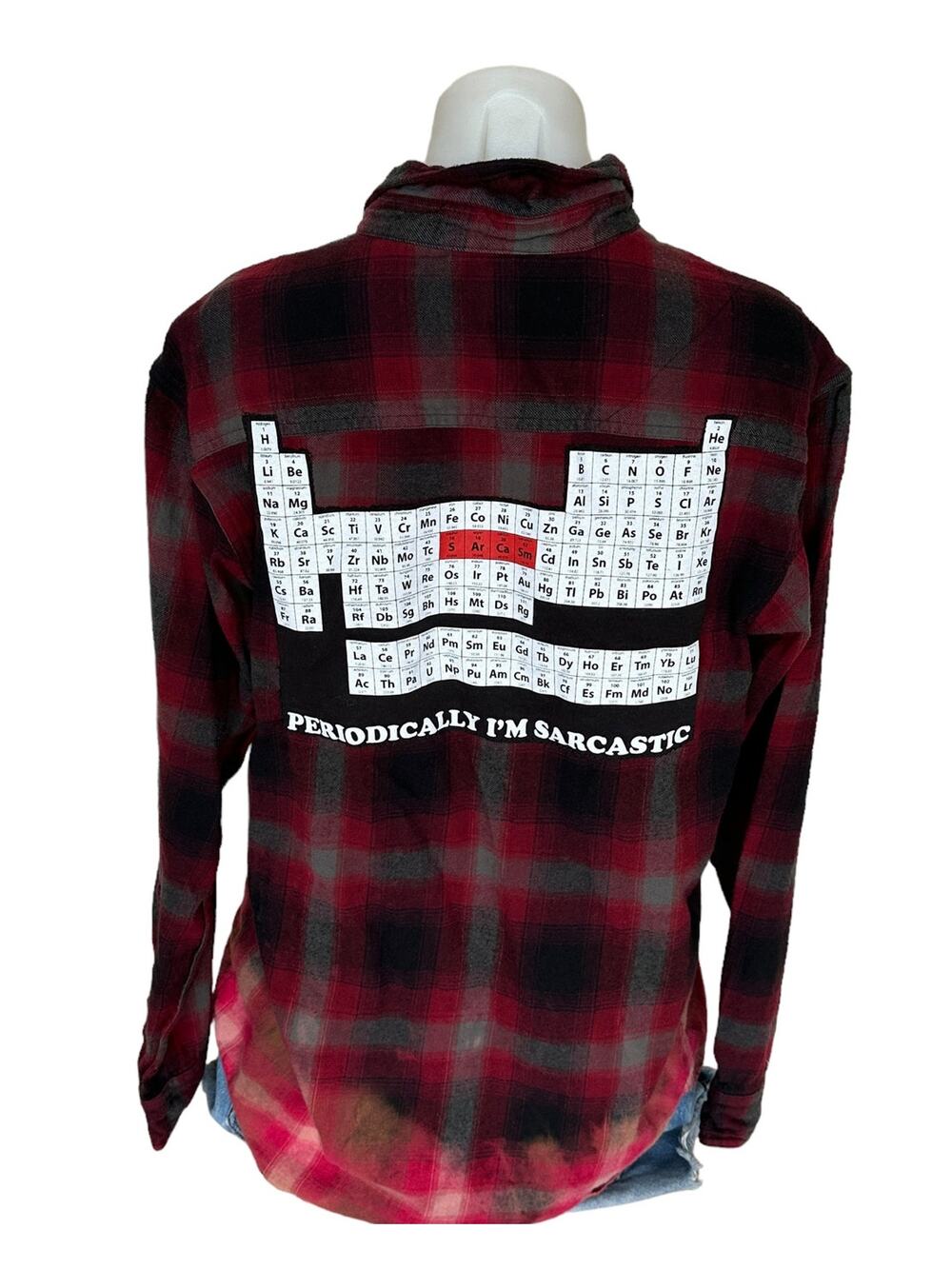 Science Joke Plaid Flannel Shirt MEDIUM Oversize Nerd Periodically I'm Sarcastic